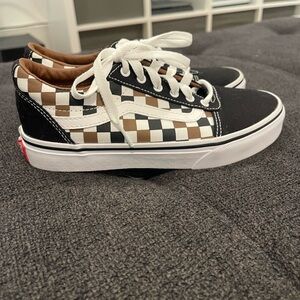 Vans Kids Black and Brown Checkered Sneakers